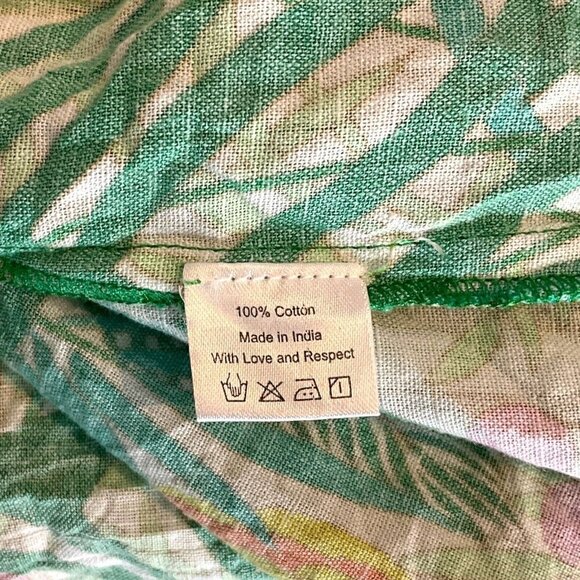 La Plage Alison Short Sleeve Dress Size XS Green Banana Jungle 100% Cotton - Picture 11 of 12